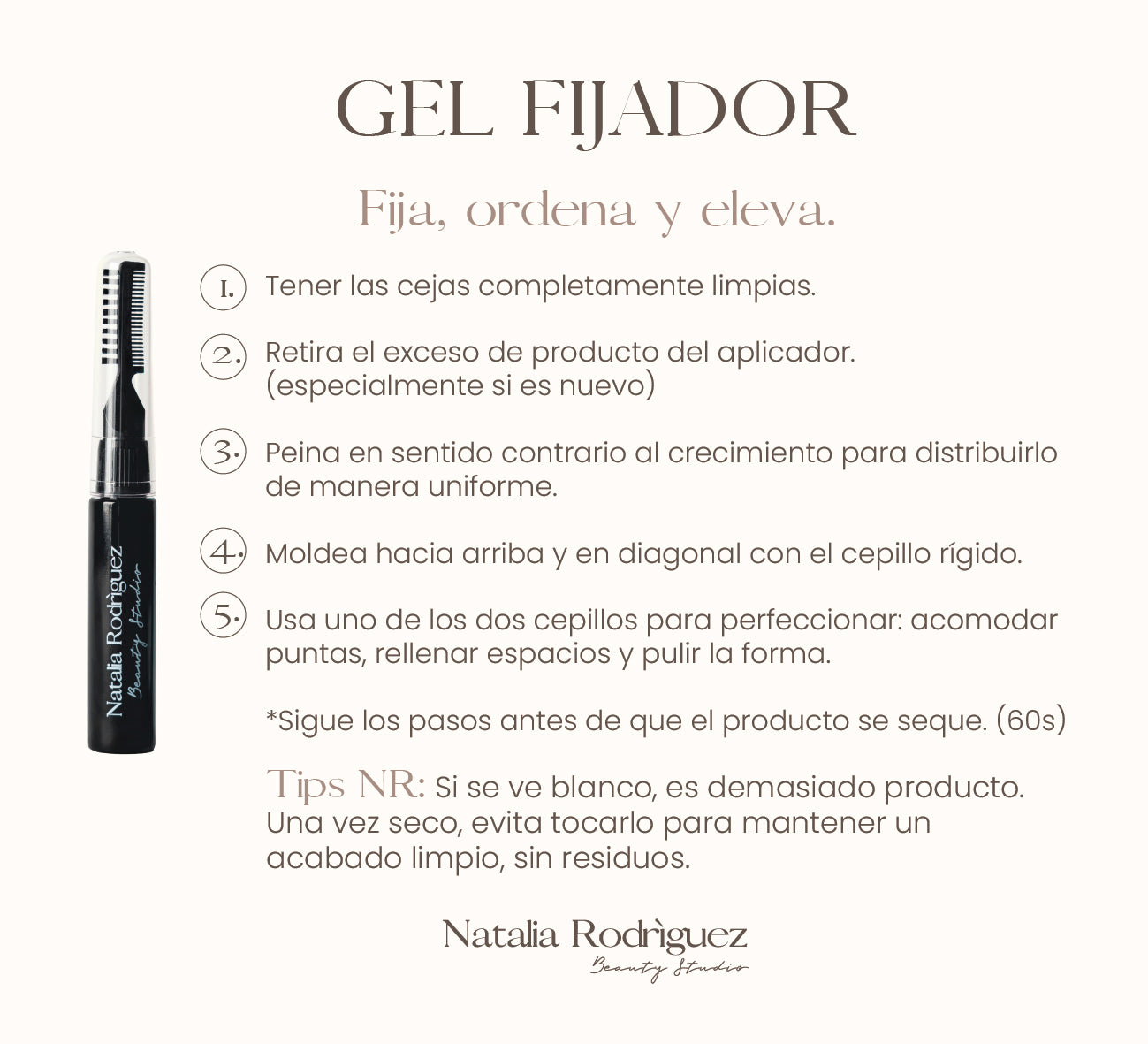 Gel Fijador de Cejas NR — Fórmula Orgánica Sin Residuo Blanco